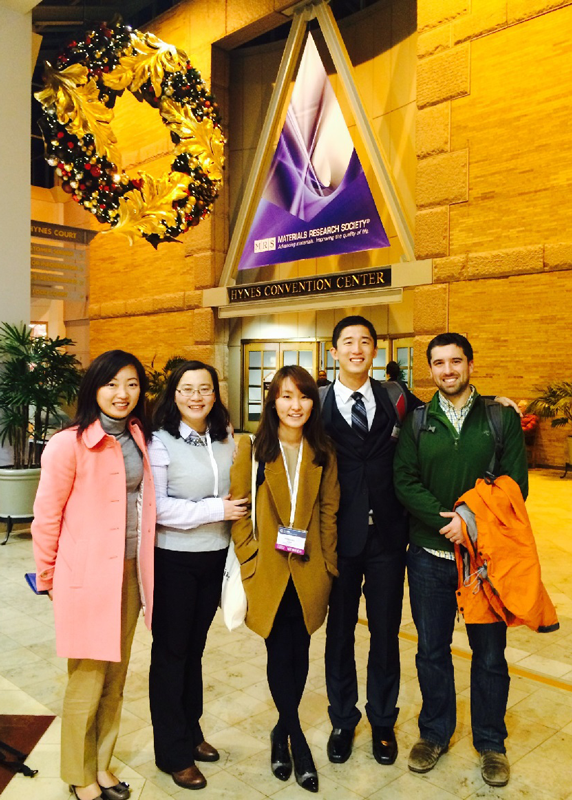 2013 MRS Conference in Boston with Professor Meng, Bo Xu, Chloe Yoon, Ziying Wang, and Kyler Carroll.